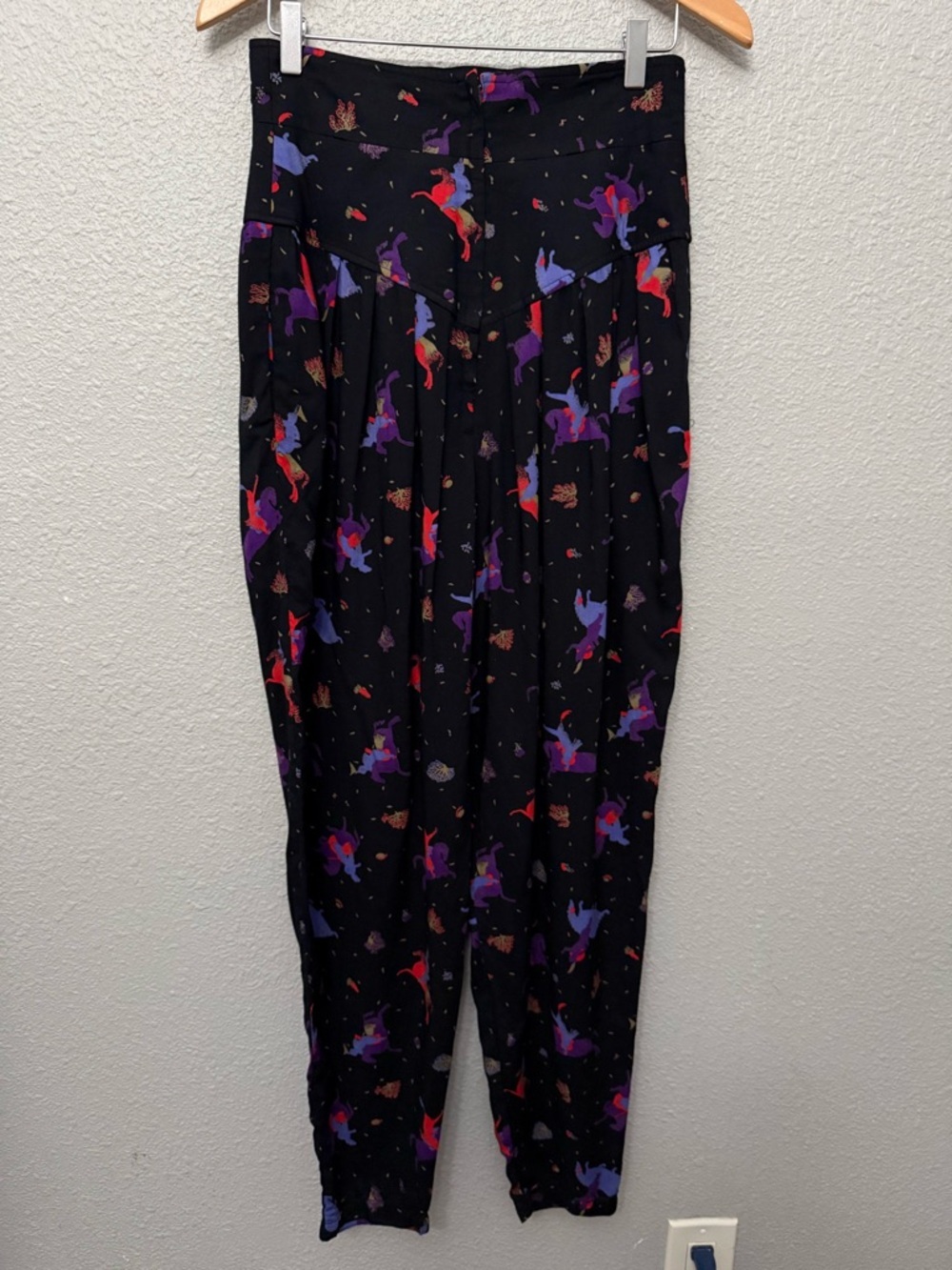 Vtg Rare Barboglio Pleated Equestrian Print Trousers Size 6 Whimsy - Picture 4 of 8